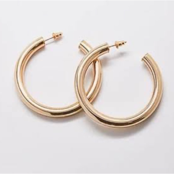New Woman’s Boho Casual Medium Minimal Gold Tone Hoop Stud Earrings Earrings - Picture 8 of 16